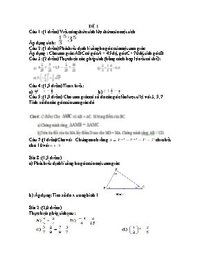 Kiểm tra Toán 7 - Học kỳ 1